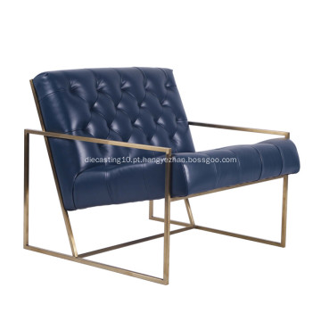 Fina moldura de aço inoxidável adornada Lounge Chair